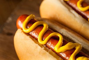 Barbecue Grilled Hot Dog with Yellow Mustard